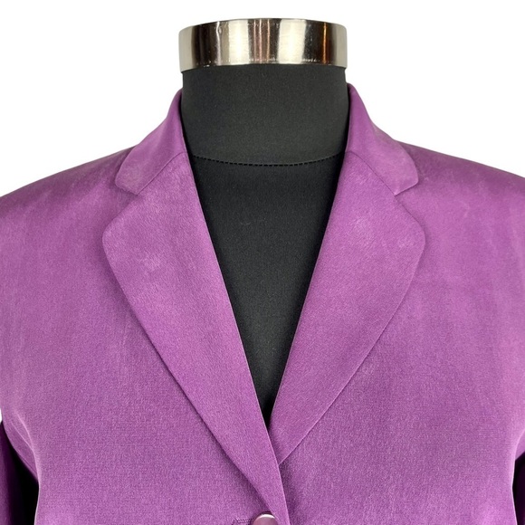 TALBOTS 90'S PURPLE SILK 3 BUTTON NOTCH COLLAR BLAZER JACKET - Picture 6 of 16